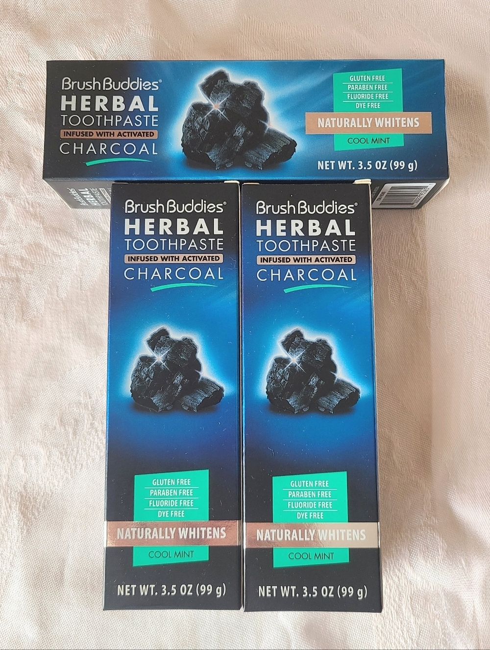 3 Brush Buddies Herbal Toothpaste W/Activated Charcoal Flouride Free Toothpaste